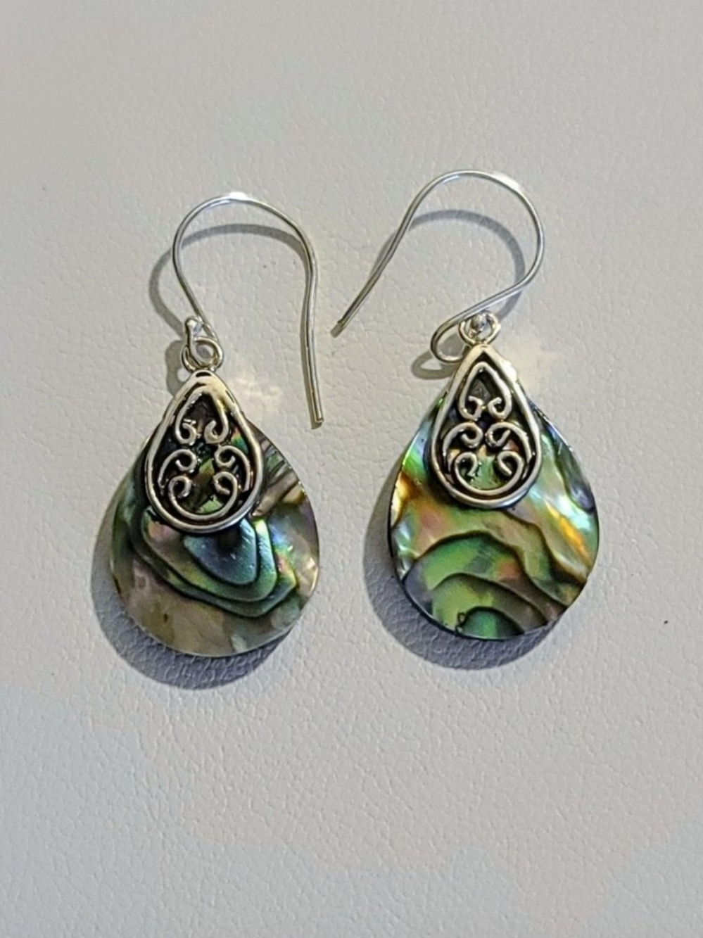 NWT Abalone Shell Drop Earrings in Sterling Silver